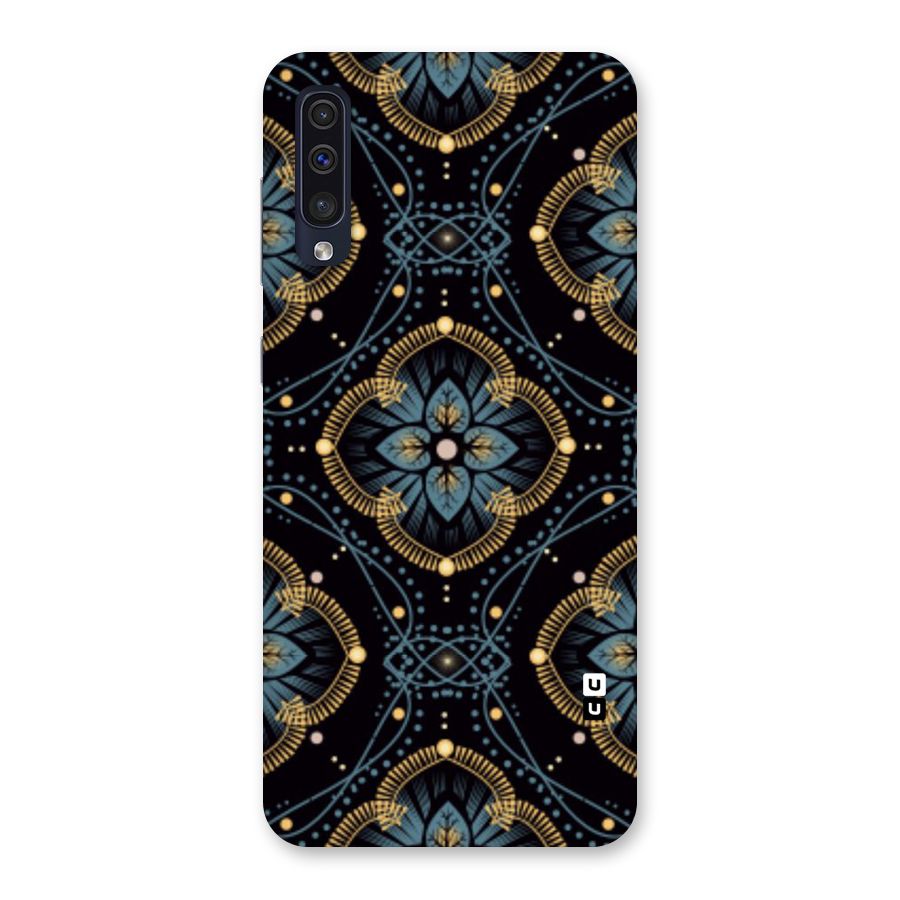 Blue With Black Flower Back Case for Galaxy A50