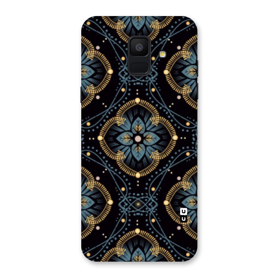 Blue With Black Flower Back Case for Galaxy A6 (2018)