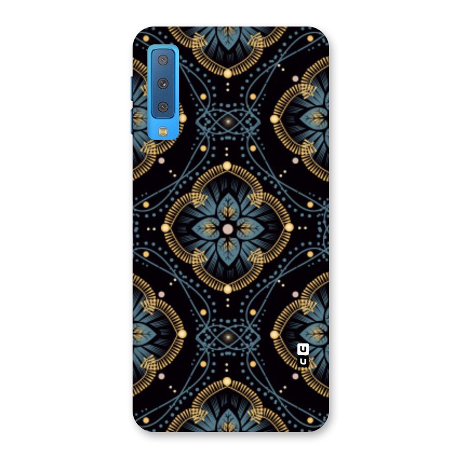 Blue With Black Flower Back Case for Galaxy A7 (2018)