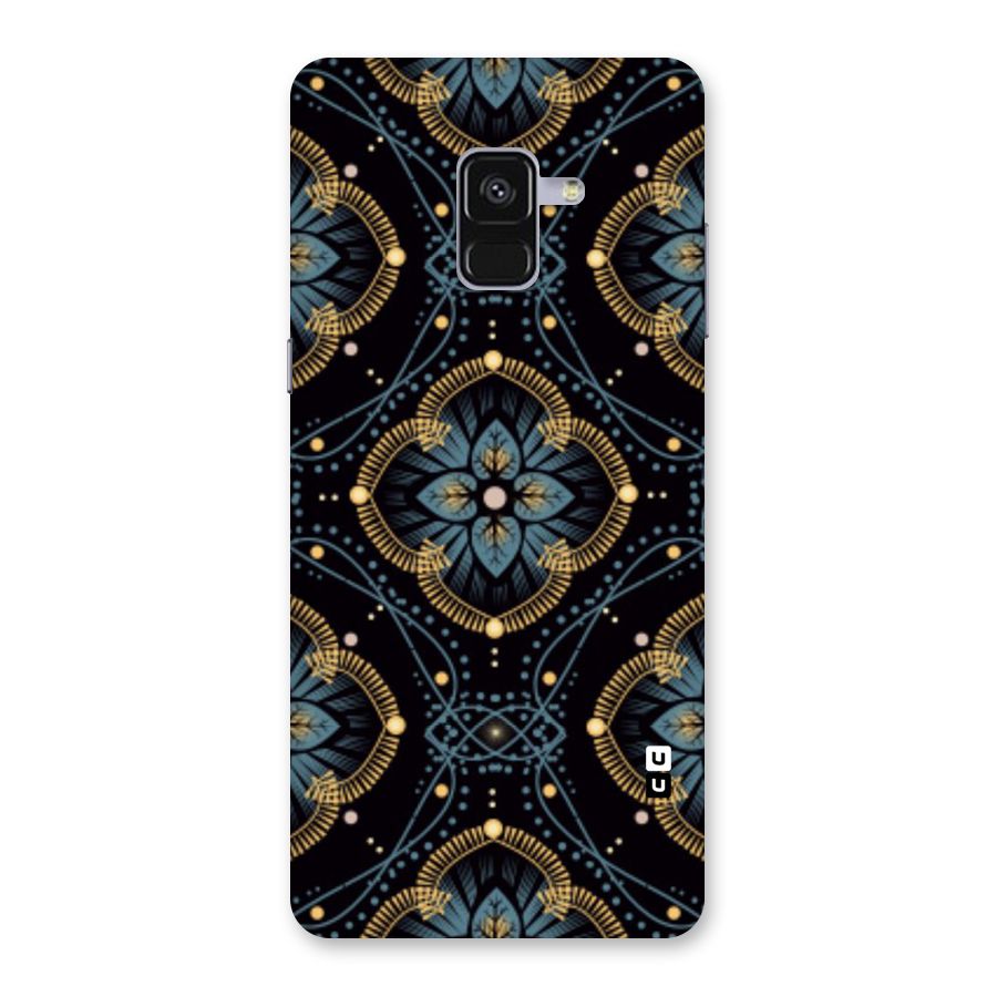 Blue With Black Flower Back Case for Galaxy A8 Plus