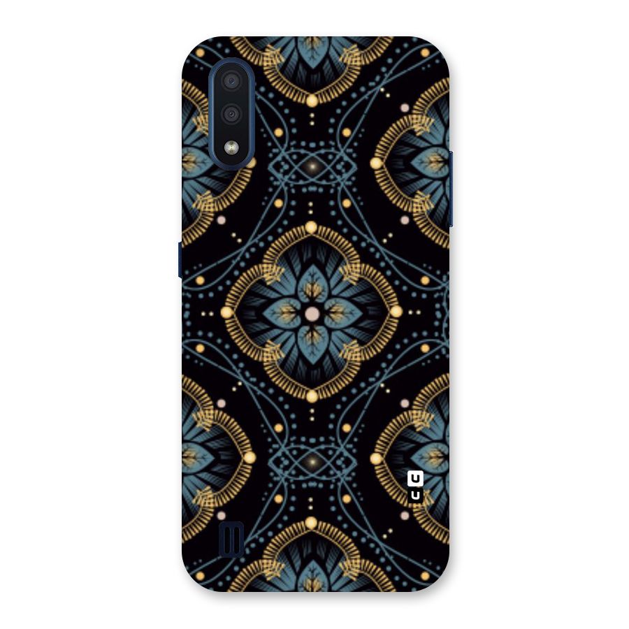 Blue With Black Flower Back Case for Galaxy M01