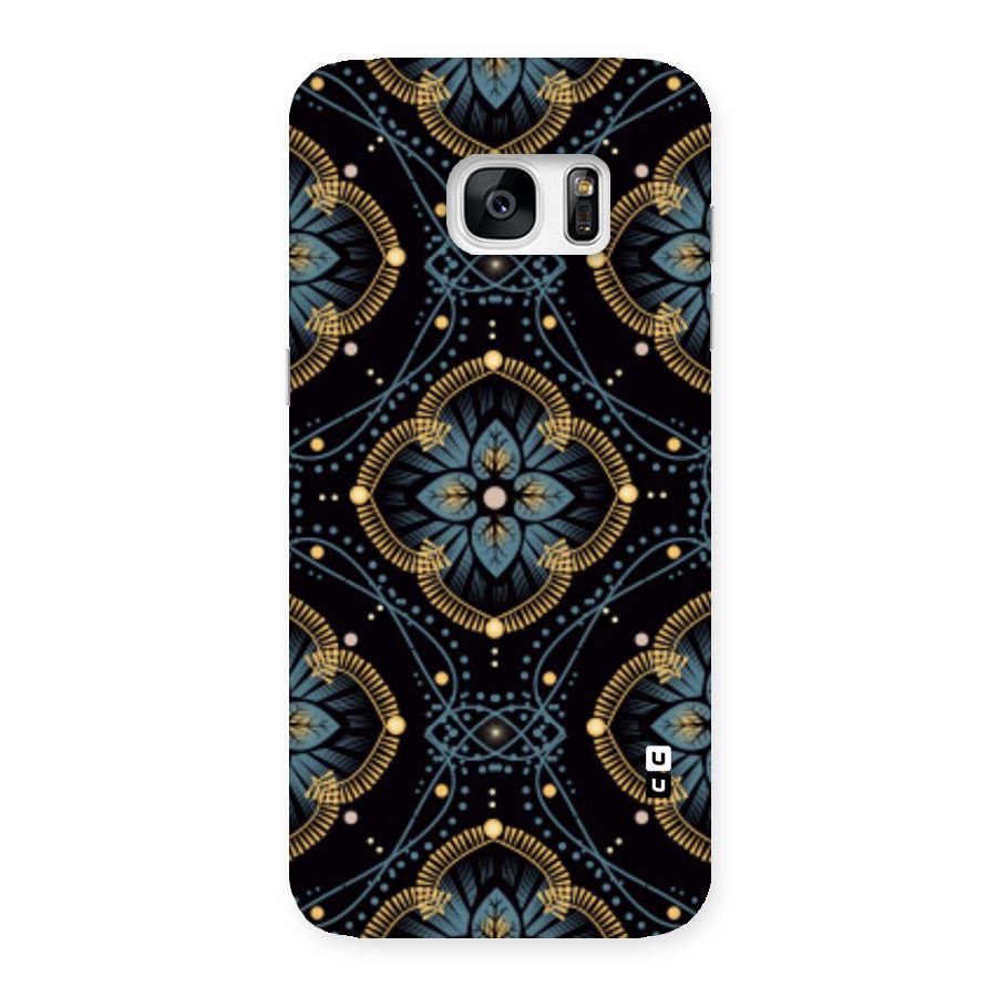 Blue With Black Flower Back Case for Galaxy S7 Edge