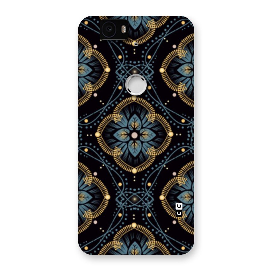 Blue With Black Flower Back Case for Google Nexus-6P