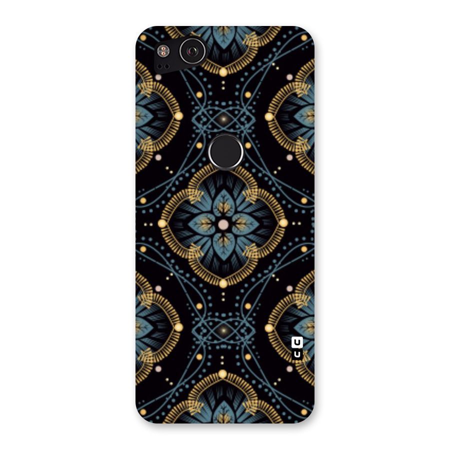 Blue With Black Flower Back Case for Google Pixel 2