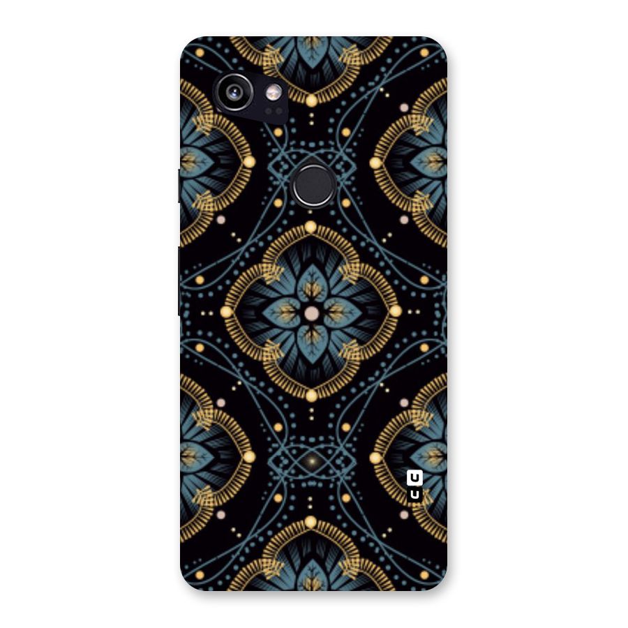 Blue With Black Flower Back Case for Google Pixel 2 XL