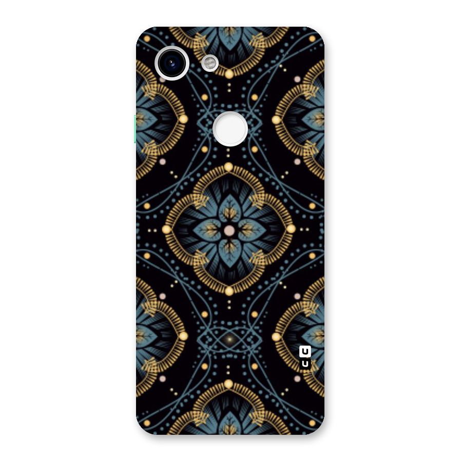 Blue With Black Flower Back Case for Google Pixel 3