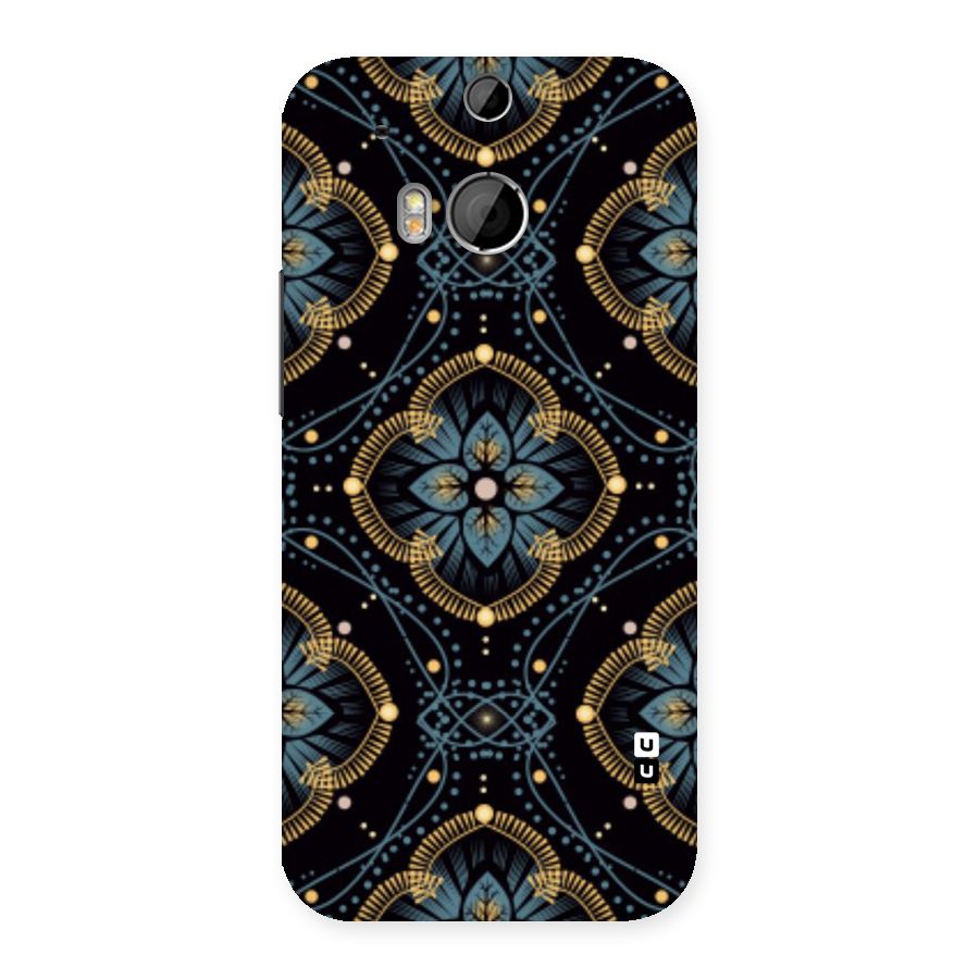 Blue With Black Flower Back Case for HTC One M8