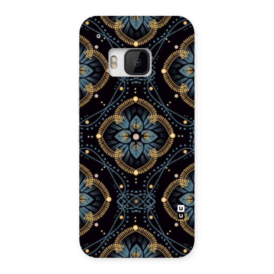 Blue With Black Flower Back Case for HTC One M9