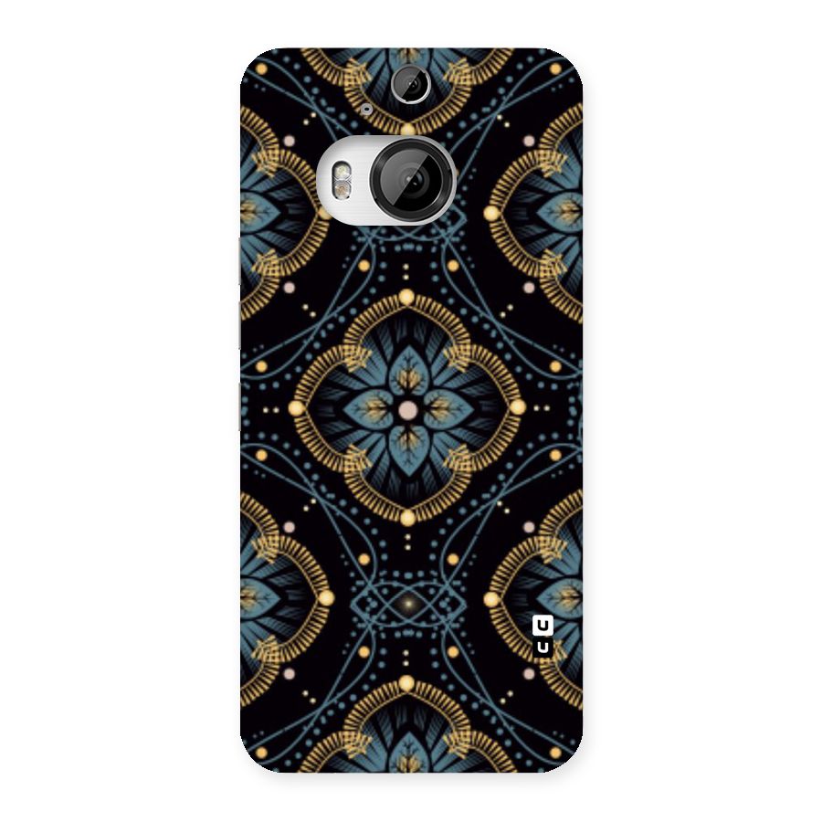 Blue With Black Flower Back Case for HTC One M9 Plus