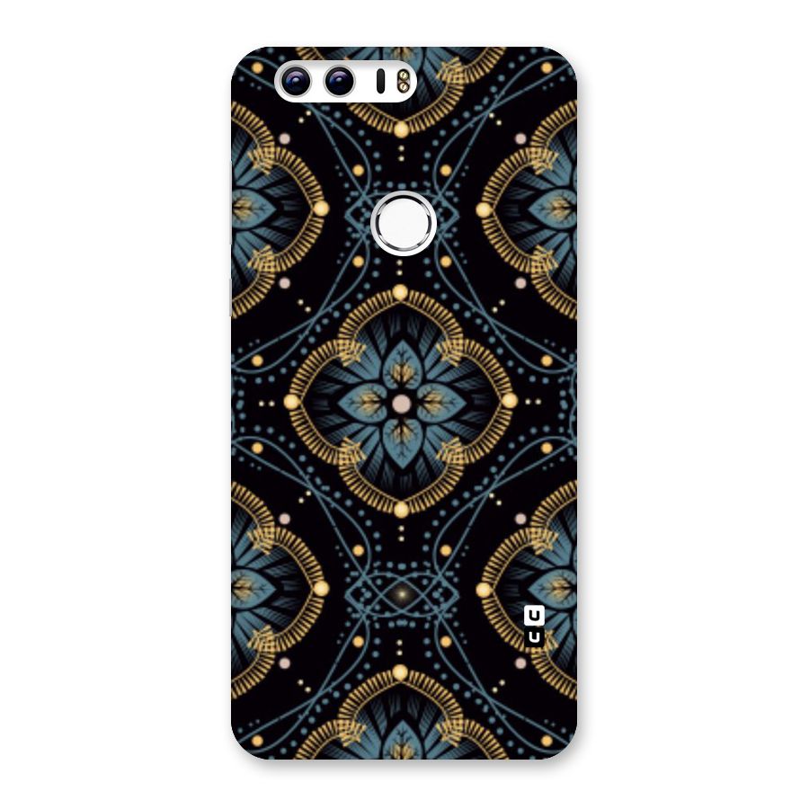 Blue With Black Flower Back Case for Honor 8