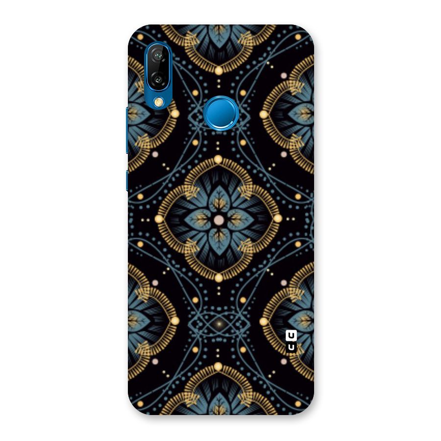 Blue With Black Flower Back Case for Huawei P20 Lite