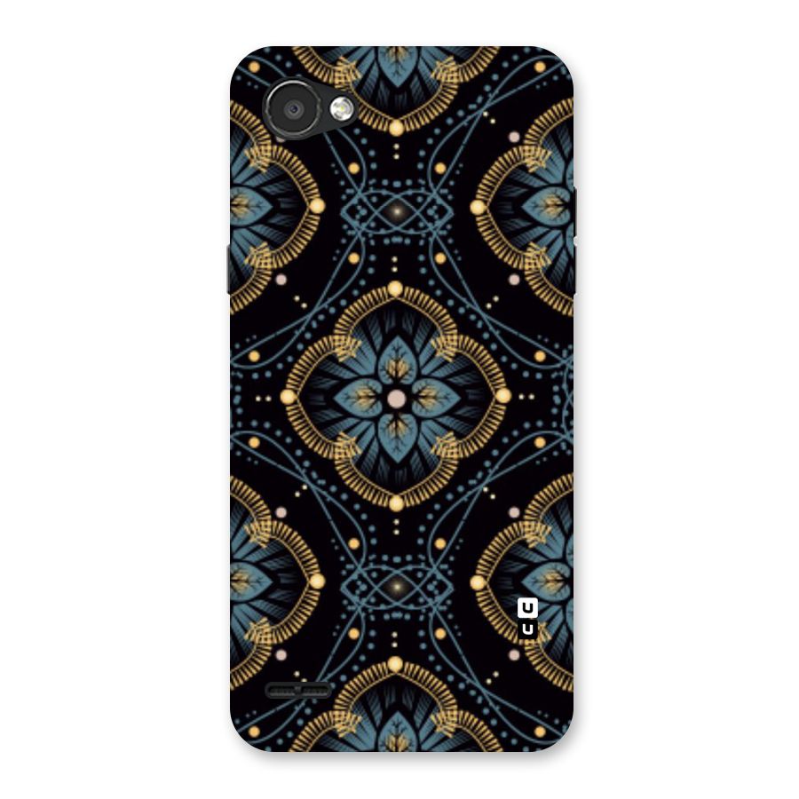 Blue With Black Flower Back Case for LG Q6