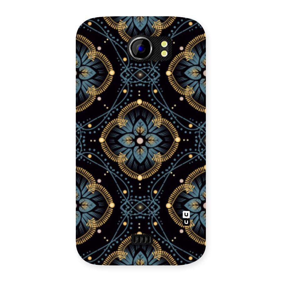 Blue With Black Flower Back Case for Micromax Canvas 2 A110