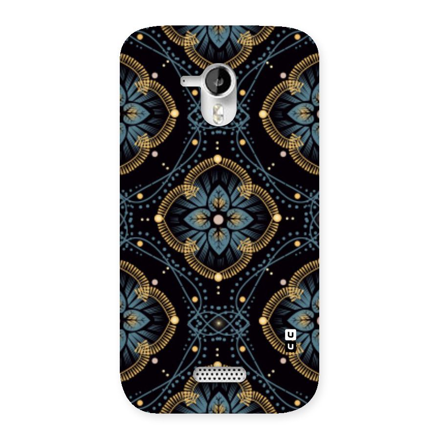 Blue With Black Flower Back Case for Micromax Canvas HD A116