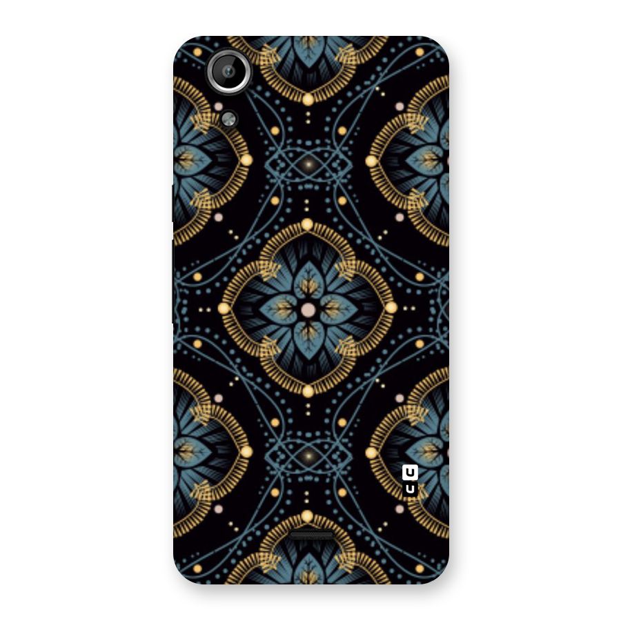 Blue With Black Flower Back Case for Micromax Canvas Selfie Lens Q345