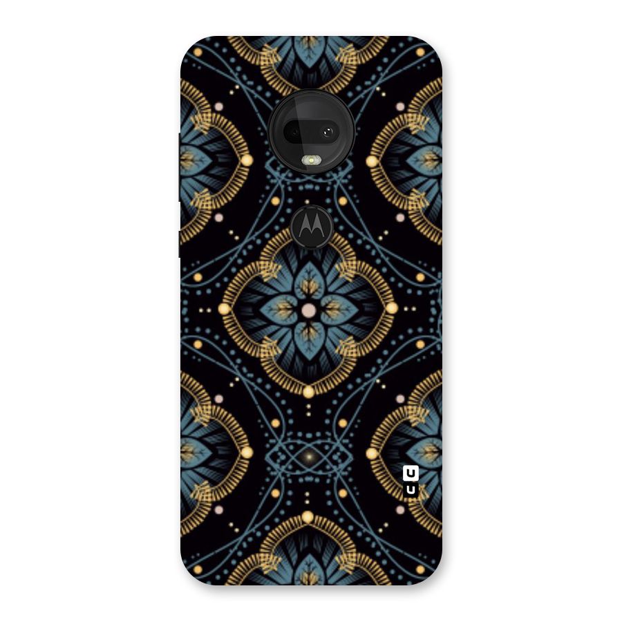 Blue With Black Flower Back Case for Moto G7