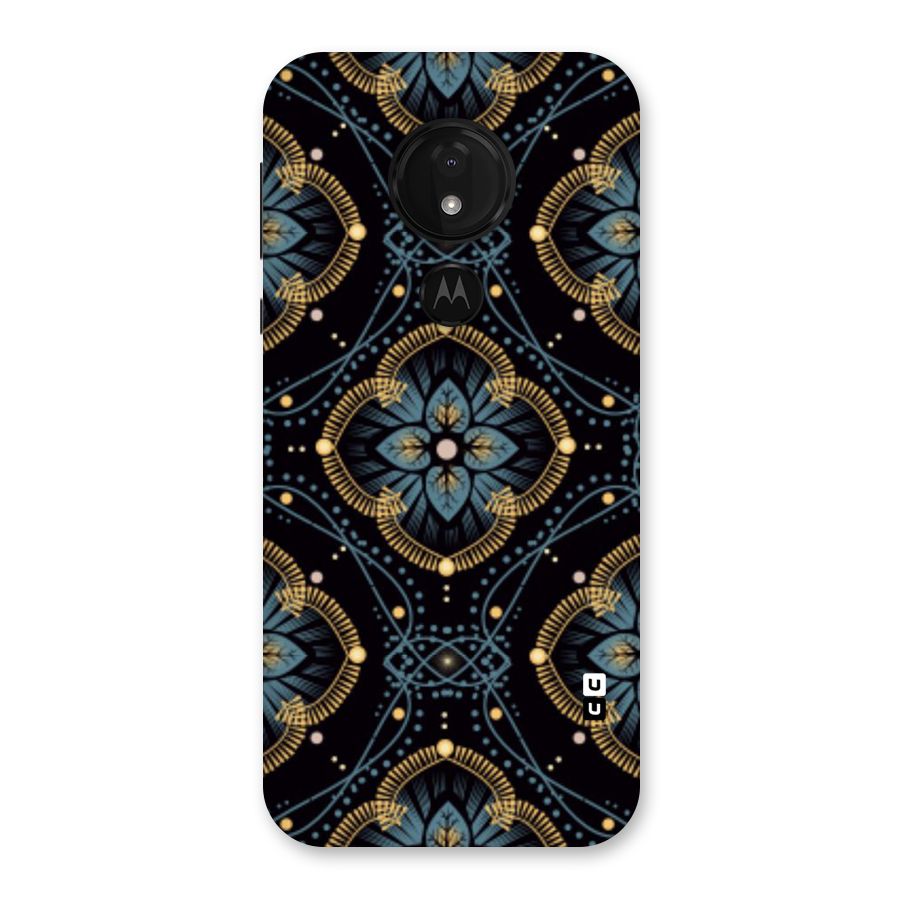 Blue With Black Flower Back Case for Moto G7 Power