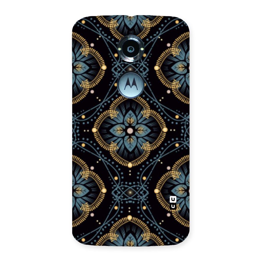Blue With Black Flower Back Case for Moto X 2nd Gen
