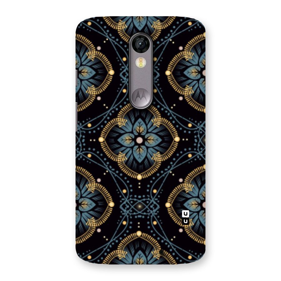 Blue With Black Flower Back Case for Moto X Force