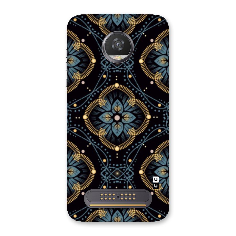 Blue With Black Flower Back Case for Moto Z2 Play