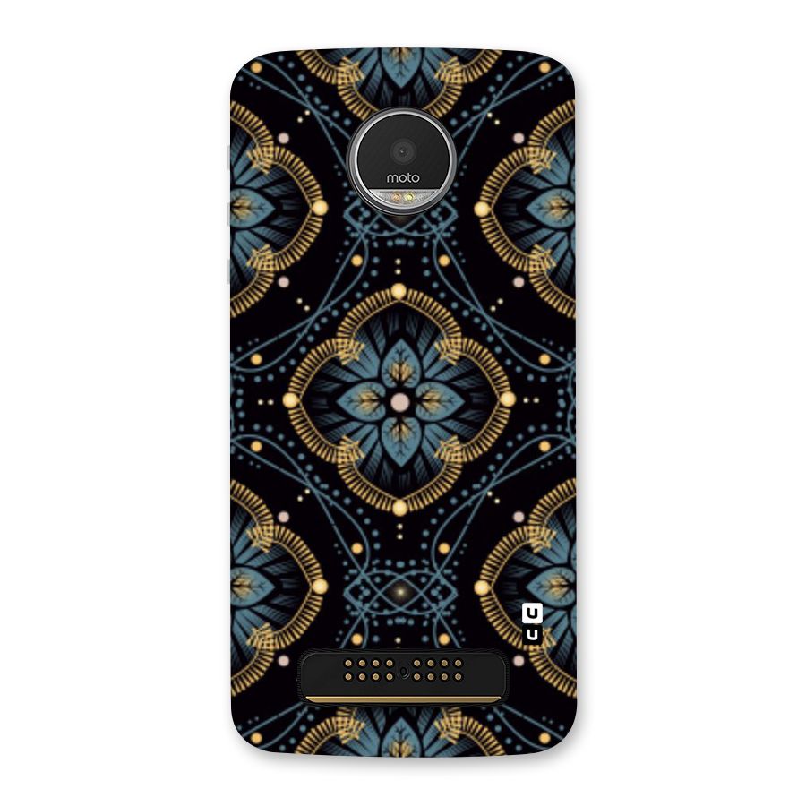 Blue With Black Flower Back Case for Moto Z Play