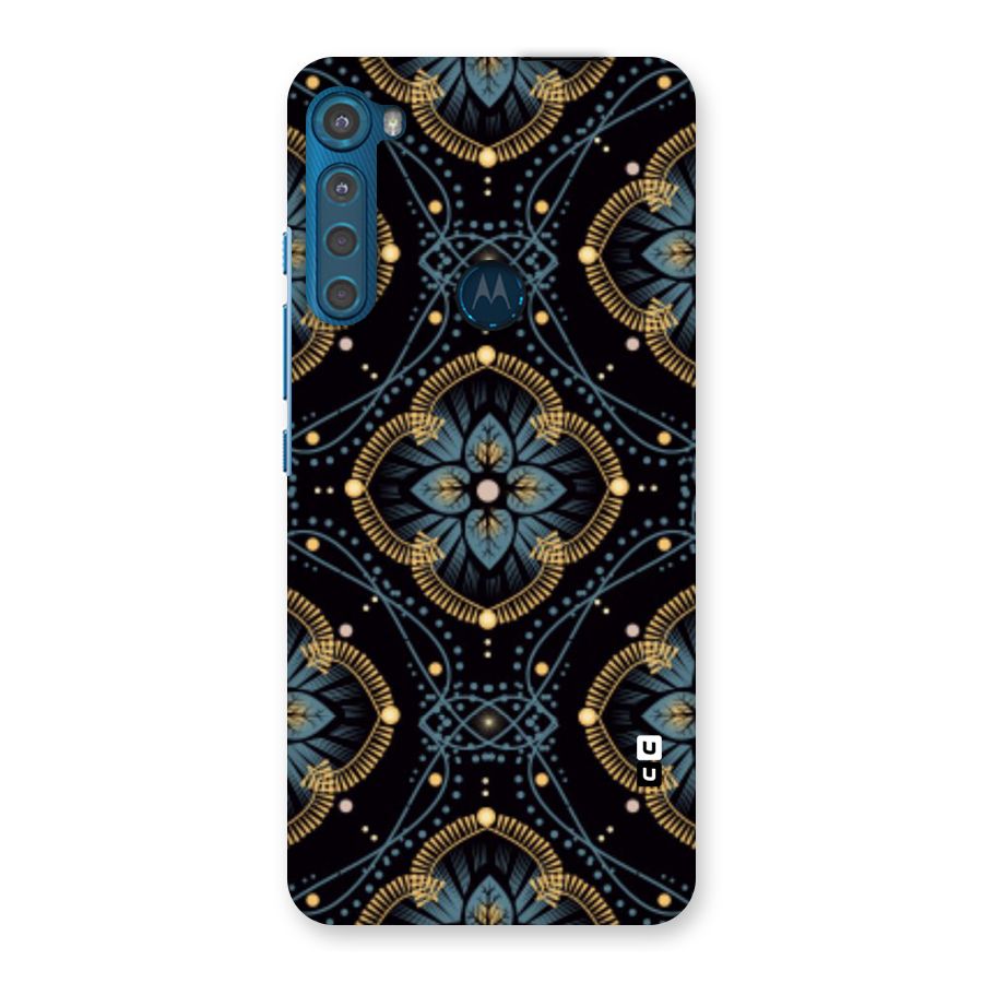 Blue With Black Flower Back Case for Motorola One Fusion Plus