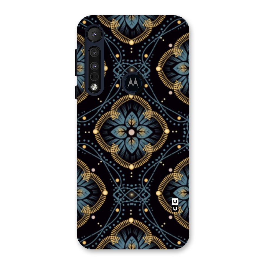 Blue With Black Flower Back Case for Motorola One Macro