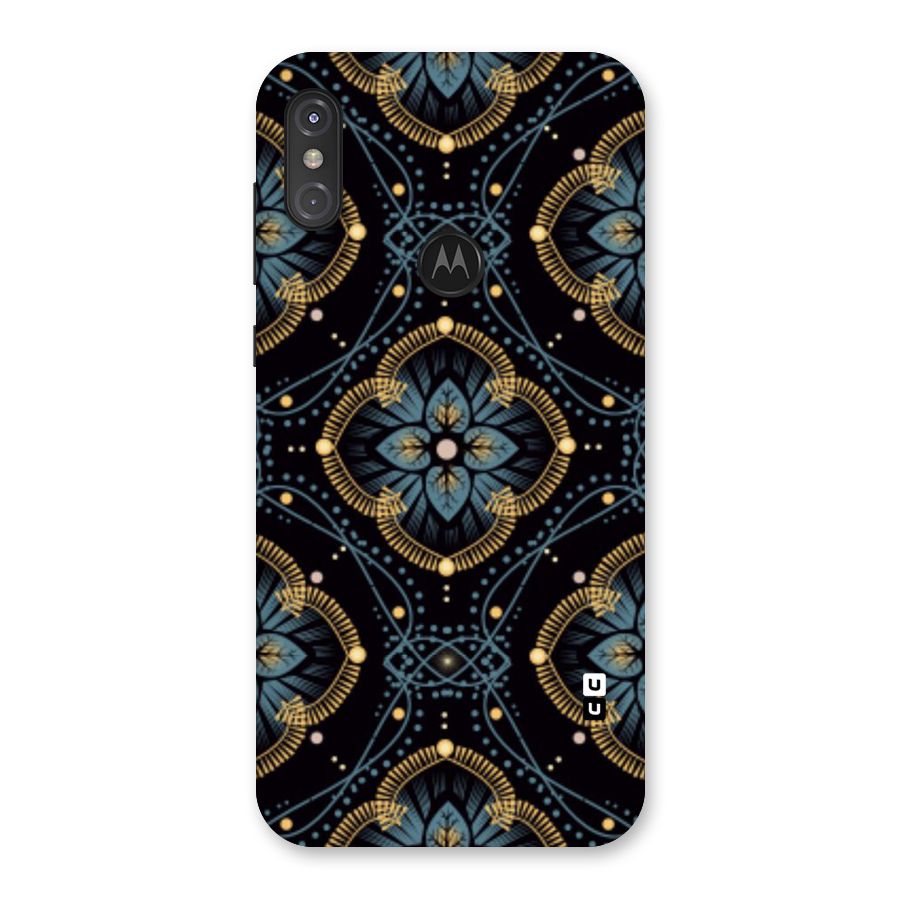 Blue With Black Flower Back Case for Motorola One Power