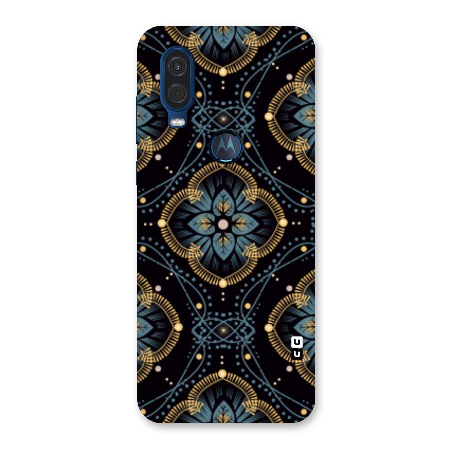 Blue With Black Flower Back Case for Motorola One Vision