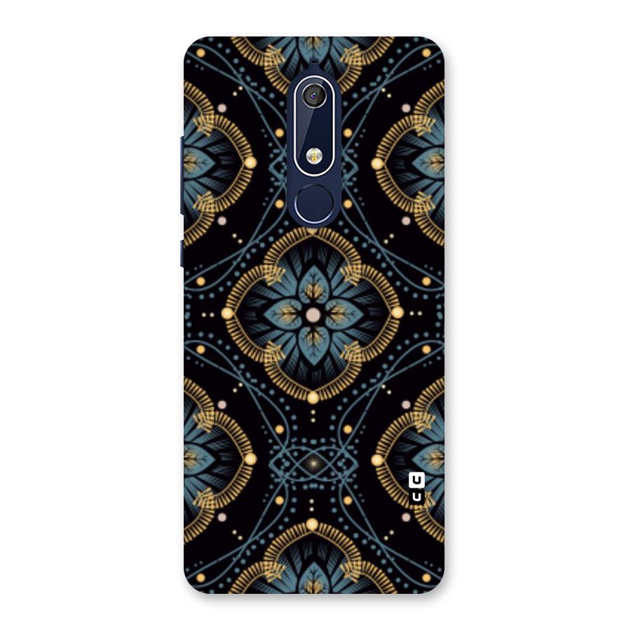 Blue With Black Flower Back Case for Nokia 5.1