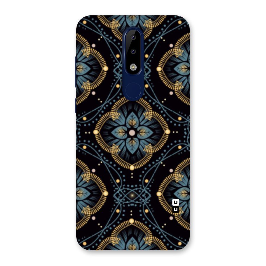 Blue With Black Flower Back Case for Nokia 5.1 Plus