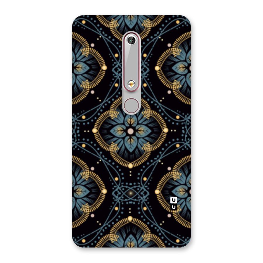 Blue With Black Flower Back Case for Nokia 6.1