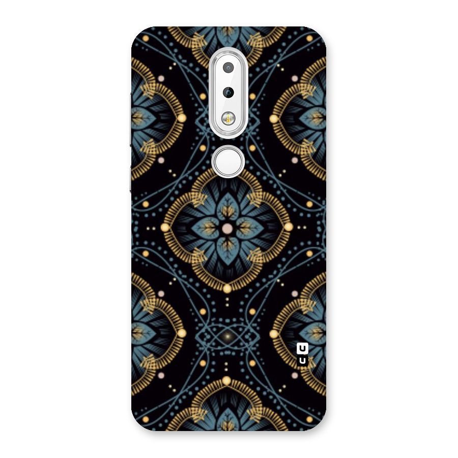 Blue With Black Flower Back Case for Nokia 6.1 Plus