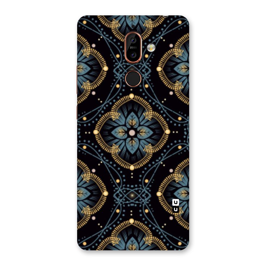 Blue With Black Flower Back Case for Nokia 7 Plus