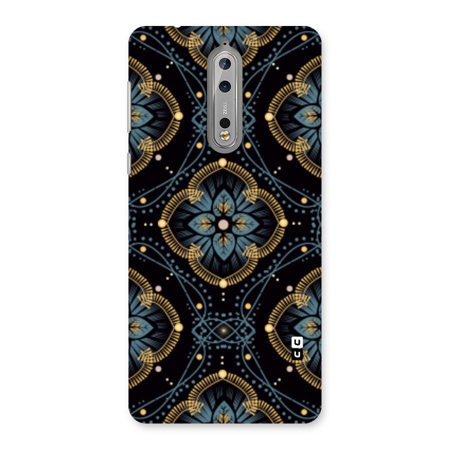 Blue With Black Flower Back Case for Nokia 8