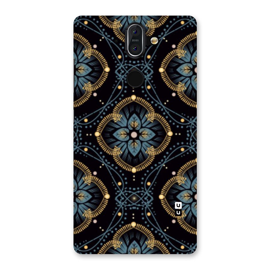 Blue With Black Flower Back Case for Nokia 8 Sirocco