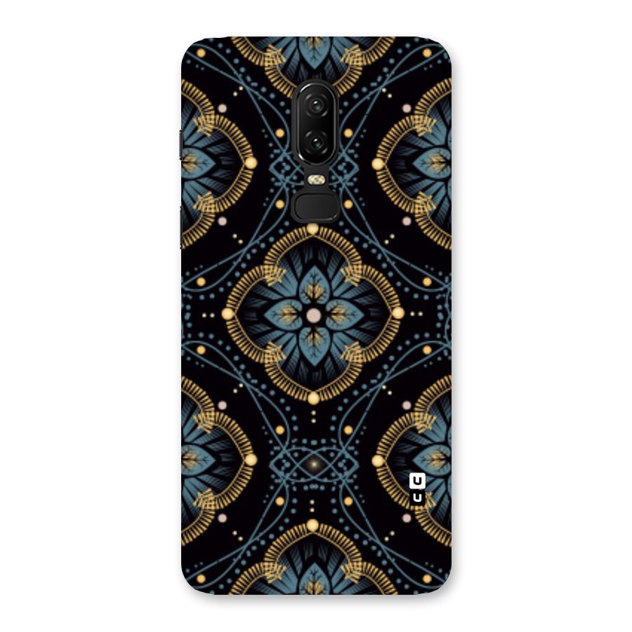 Blue With Black Flower Back Case for OnePlus 6