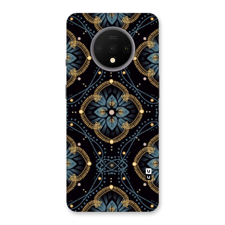 Blue With Black Flower Back Case for OnePlus 7T