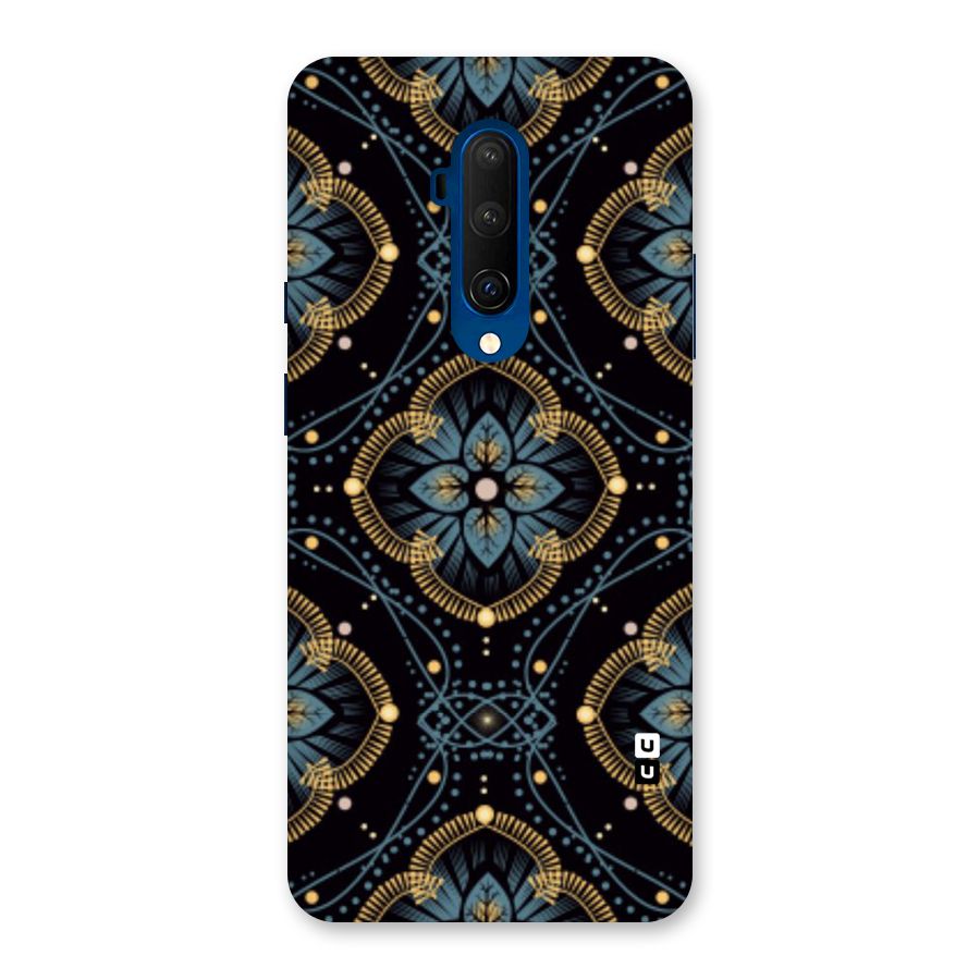 Blue With Black Flower Back Case for OnePlus 7T Pro