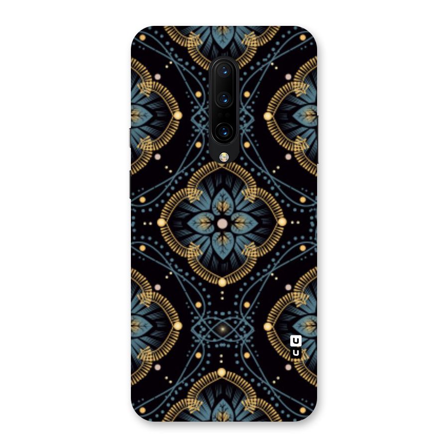 Blue With Black Flower Back Case for OnePlus 7 Pro