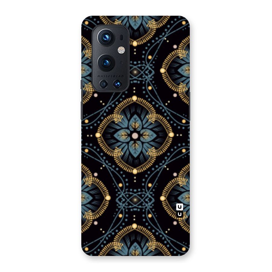 Blue With Black Flower Back Case for OnePlus 9 Pro