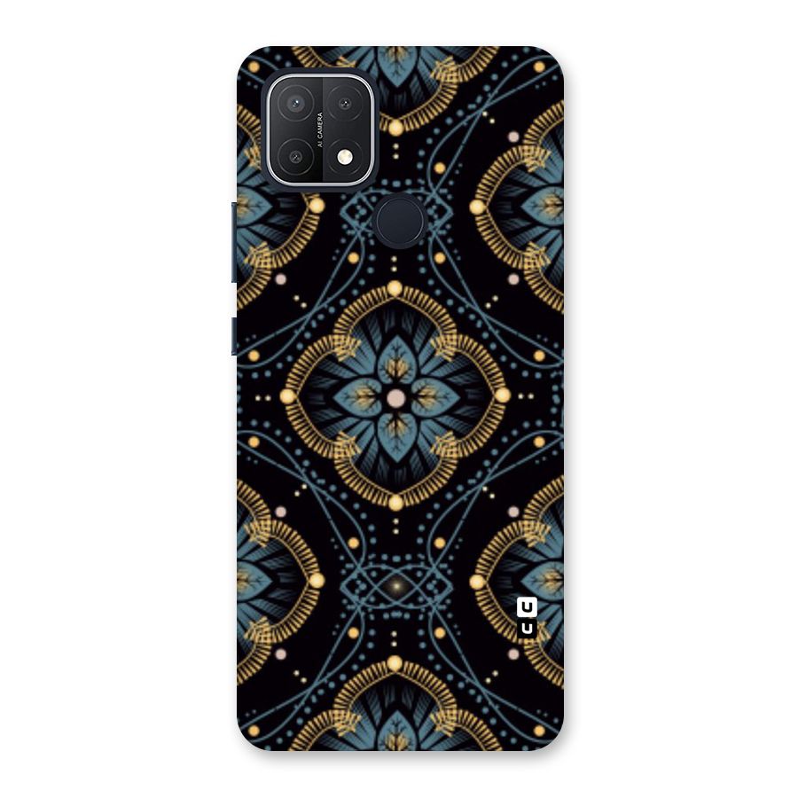 Blue With Black Flower Back Case for Oppo A15s