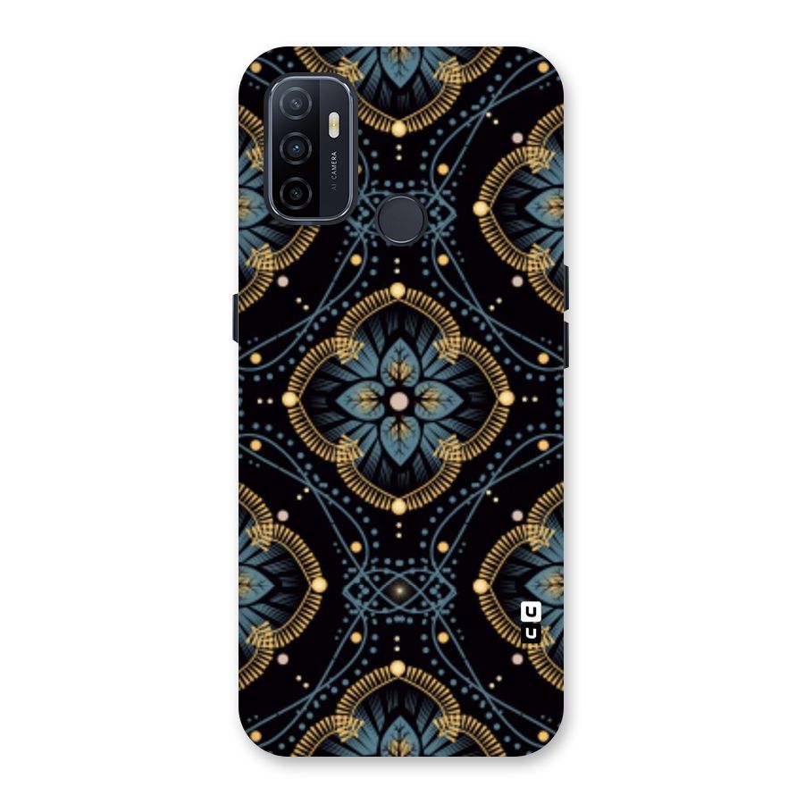 Blue With Black Flower Back Case for Oppo A32