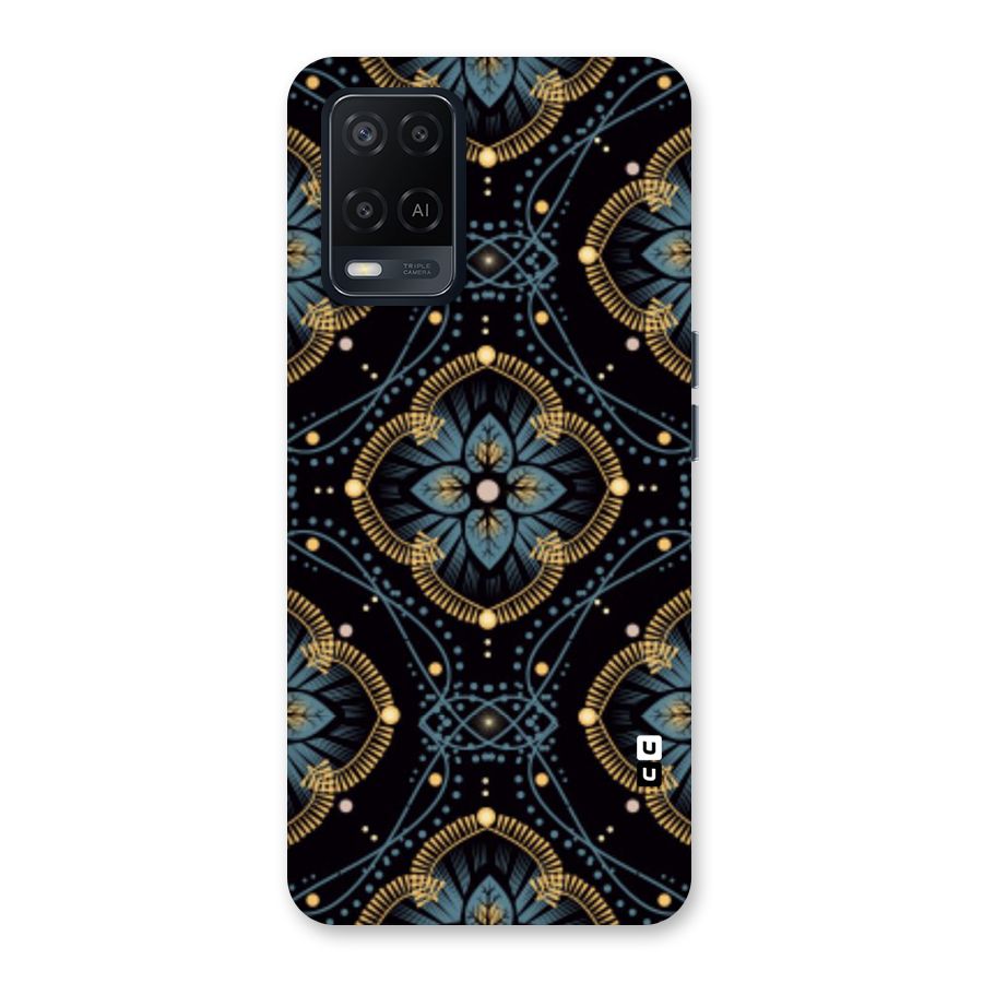 Blue With Black Flower Back Case for Oppo A54