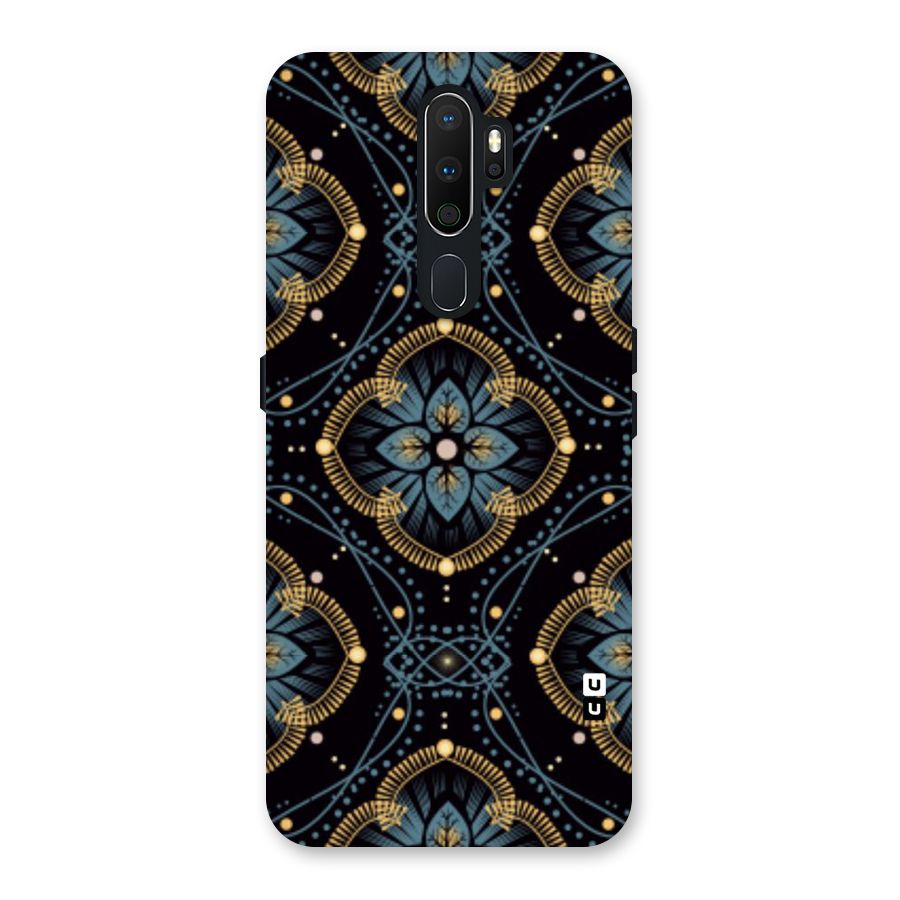 Blue With Black Flower Back Case for Oppo A5 (2020)