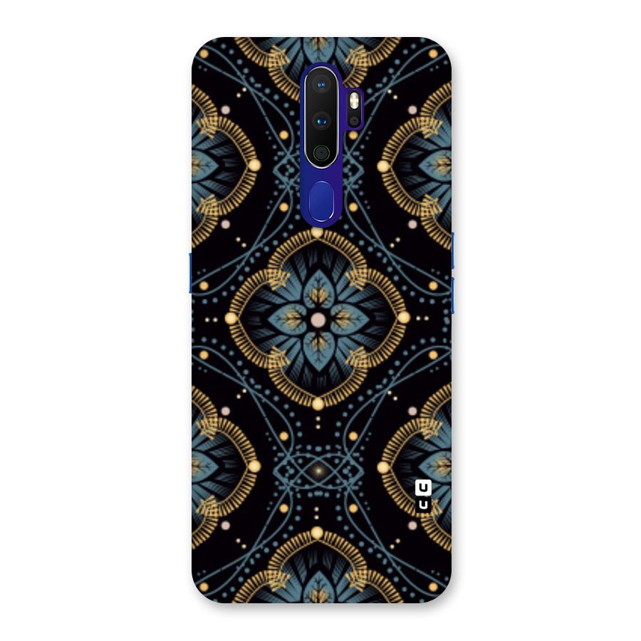 Blue With Black Flower Back Case for Oppo A9 (2020)