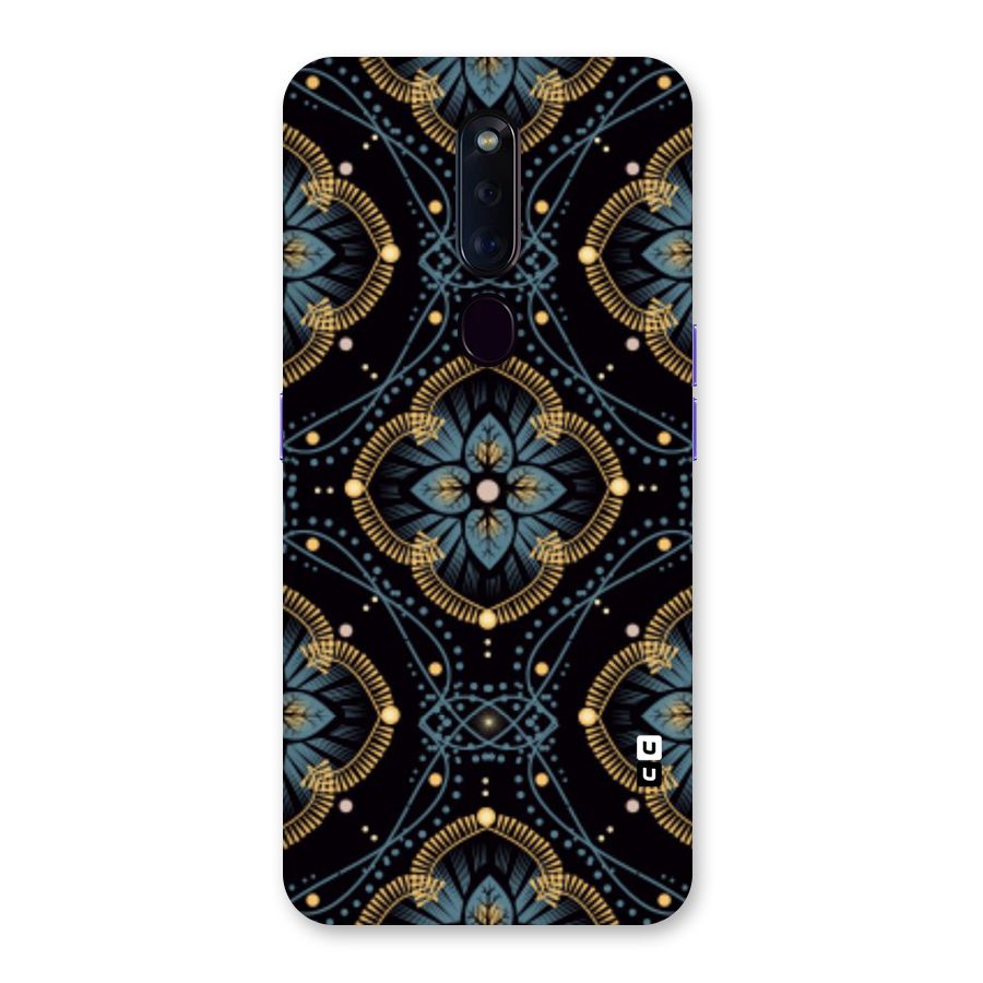 Blue With Black Flower Back Case for Oppo F11 Pro