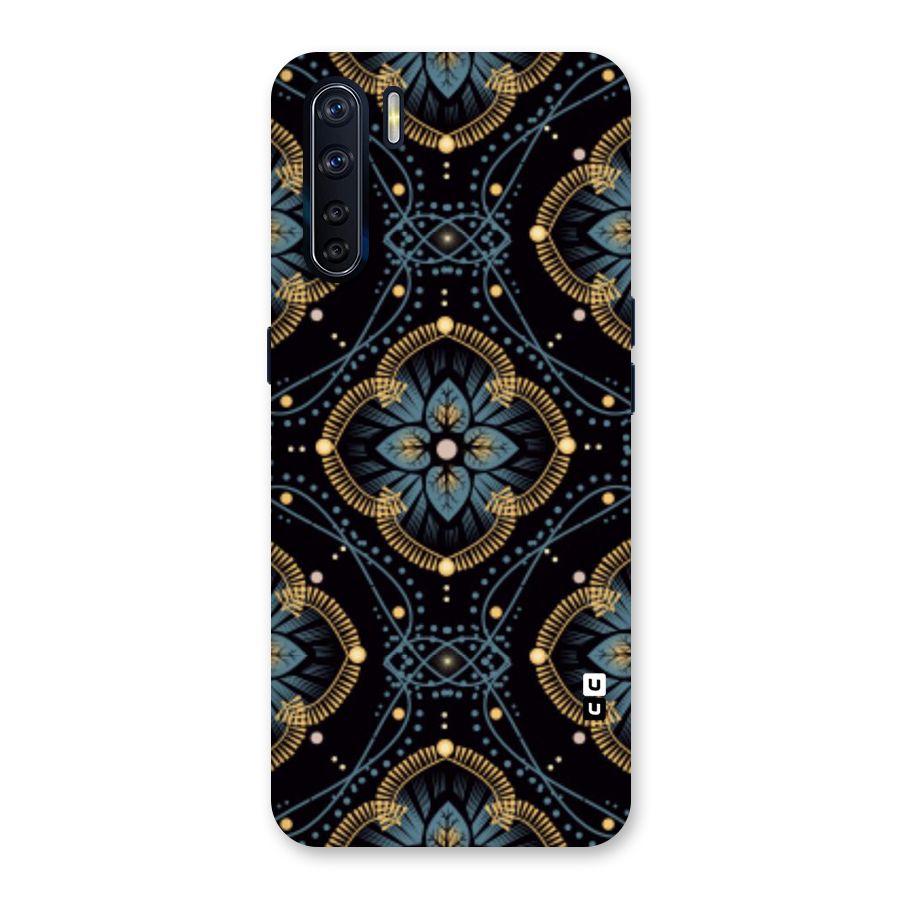 Blue With Black Flower Back Case for Oppo F15