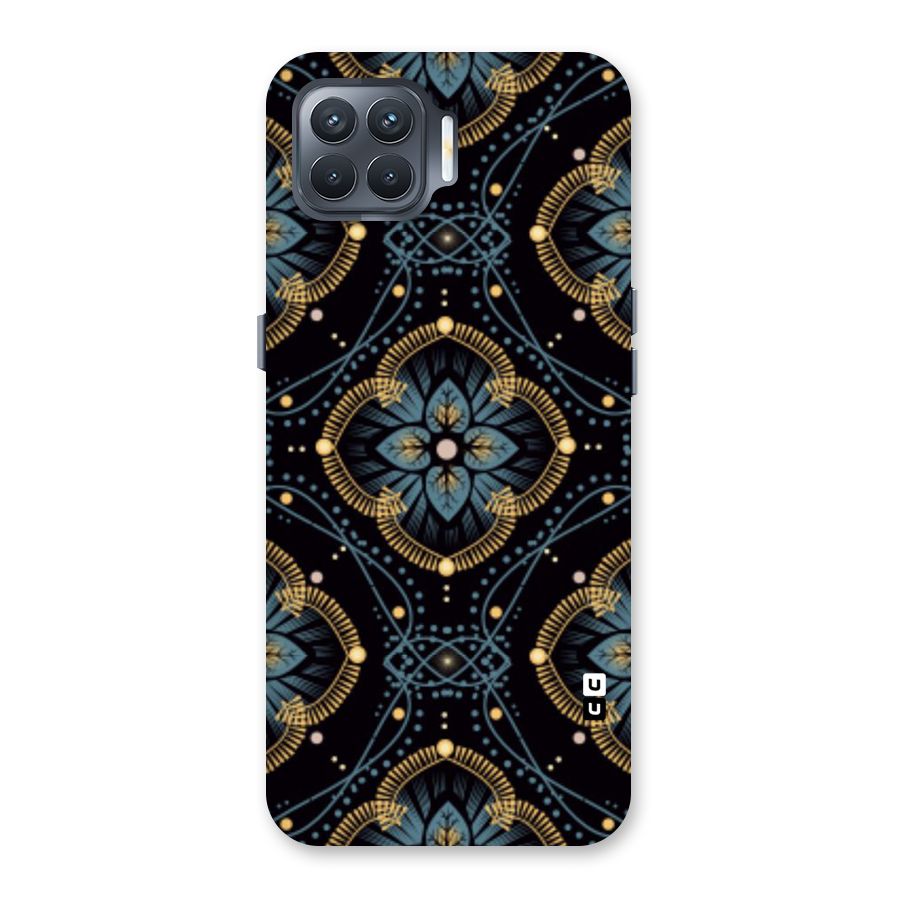 Blue With Black Flower Back Case for Oppo F17 Pro