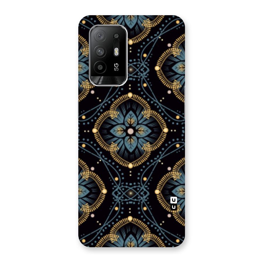Blue With Black Flower Back Case for Oppo F19 Pro Plus 5G